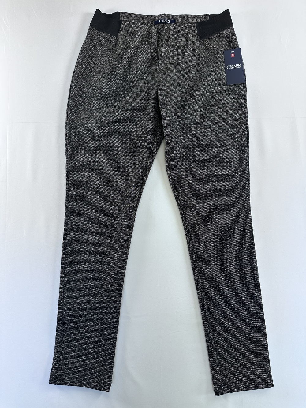 Chaps Textured Tweed-Look Leggings Black White Size L NWT